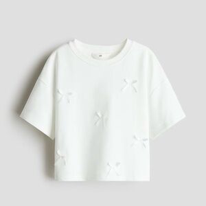 H&M White Tee with Bow Details